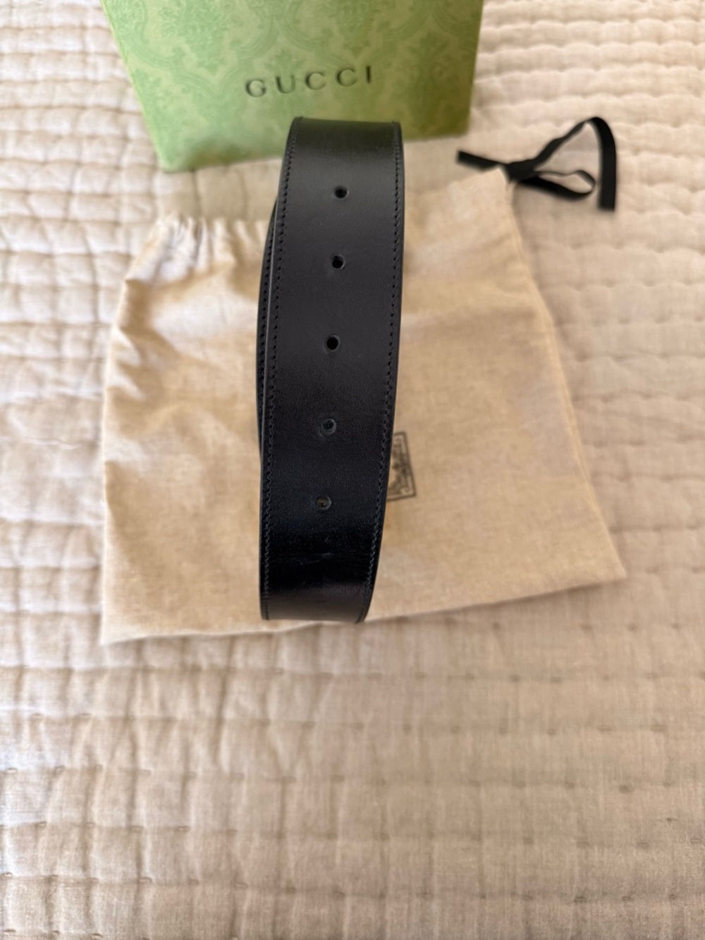 New Authentic Gucci Double G Leather Belt - Picture 6 of 9